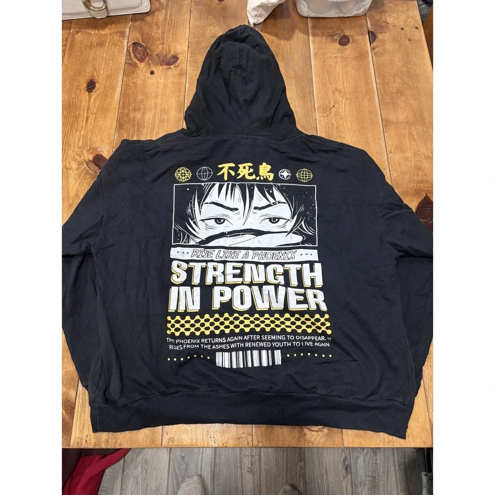 SKINNYDIP London Men's Black Phoenix Immortal Strength Power Graphic Hoodie L